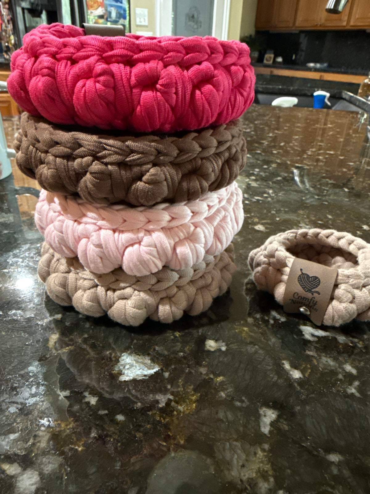 Handmade Chunky Crochet Caoster/Mug Rug and Trinket Holder