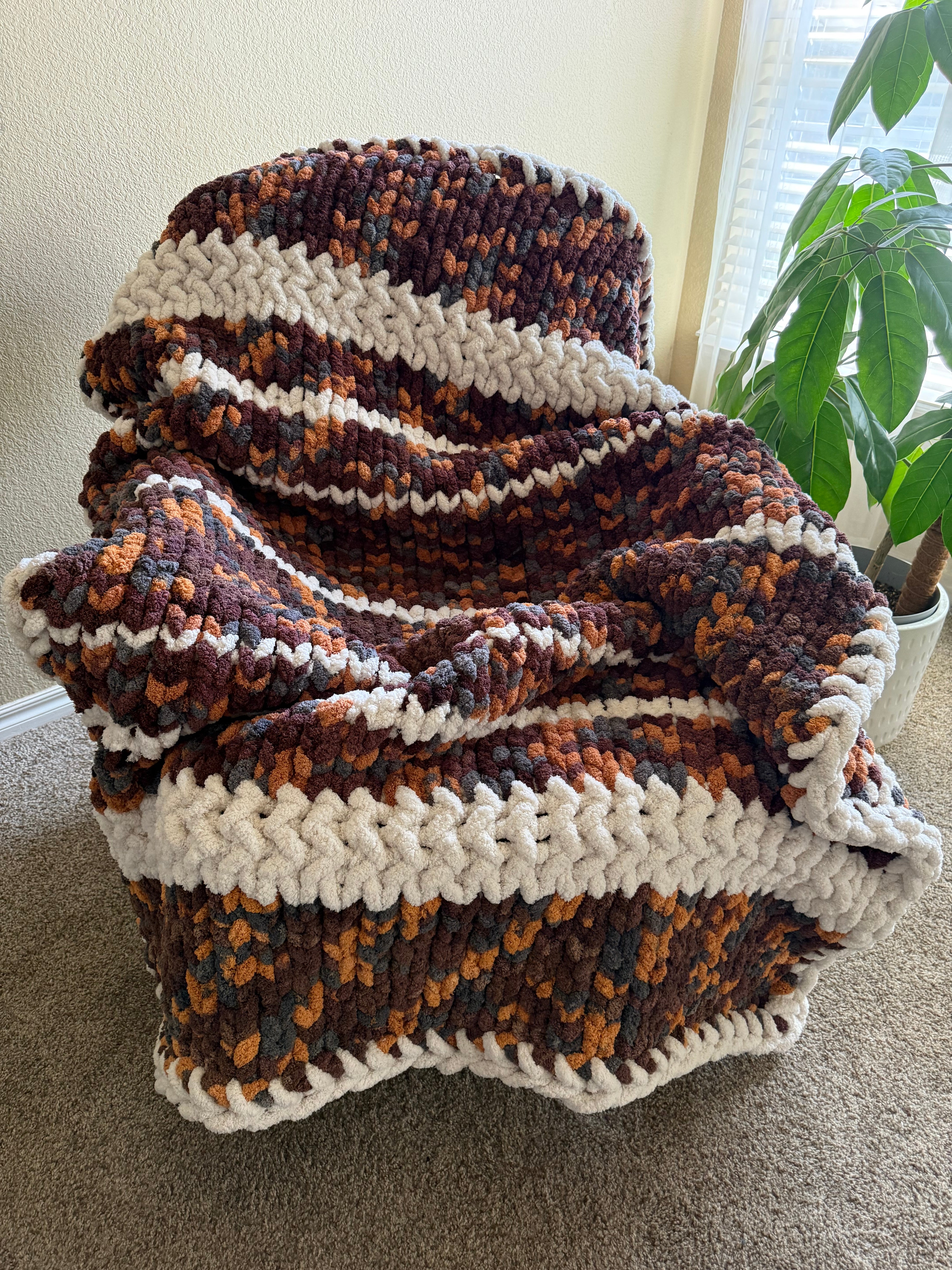 Woodland Harvest Chunky Knit Blanket – Rustic Wood Design and More